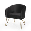 Anya Lounge Armchair | Gold Hairpin Legs | Curved Round Black Velvet