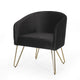 Anya Lounge Armchair | Gold Hairpin Legs | Curved Round Black Velvet