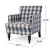 Lit Club Accent Chair with Turned Legs | Blue Black and Cream Fabric