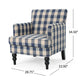 Lit Club Accent Chair with Turned Legs | Blue Black and Cream Fabric