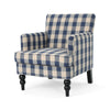 Lit Club Accent Chair with Turned Legs | Blue Black and Cream Fabric