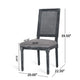 Roco Dining Chair Set of 2 | Cane Backrest | Fluted Legs | Gray Fabric