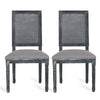 Roco Dining Chair Set of 2 | Cane Backrest | Fluted Legs | Gray Fabric