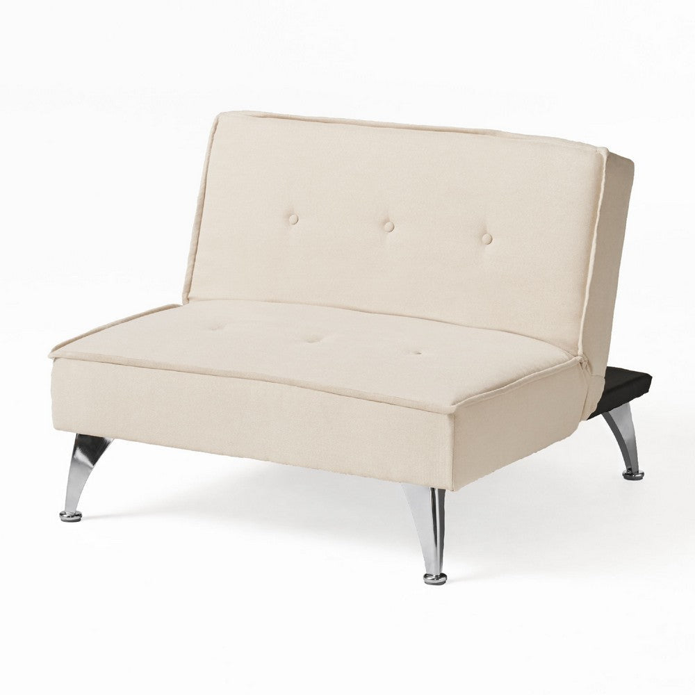 Coco Accent Ottoman Chair | Foldable Backrest | Silver Iron | Ivory