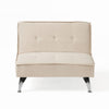 Coco Accent Ottoman Chair | Foldable Backrest | Silver Iron | Ivory BM335190