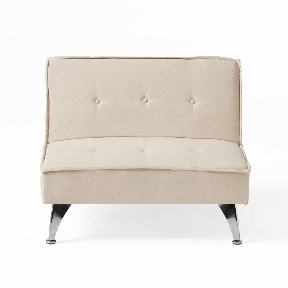 Coco Accent Ottoman Chair | Foldable Backrest | Silver Iron | Ivory