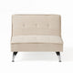 Coco Accent Ottoman Chair | Foldable Backrest | Silver Iron | Ivory