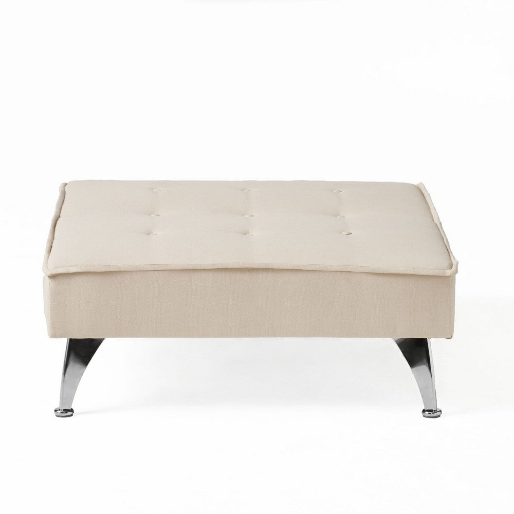 Coco Accent Ottoman Chair | Foldable Backrest | Silver Iron | Ivory