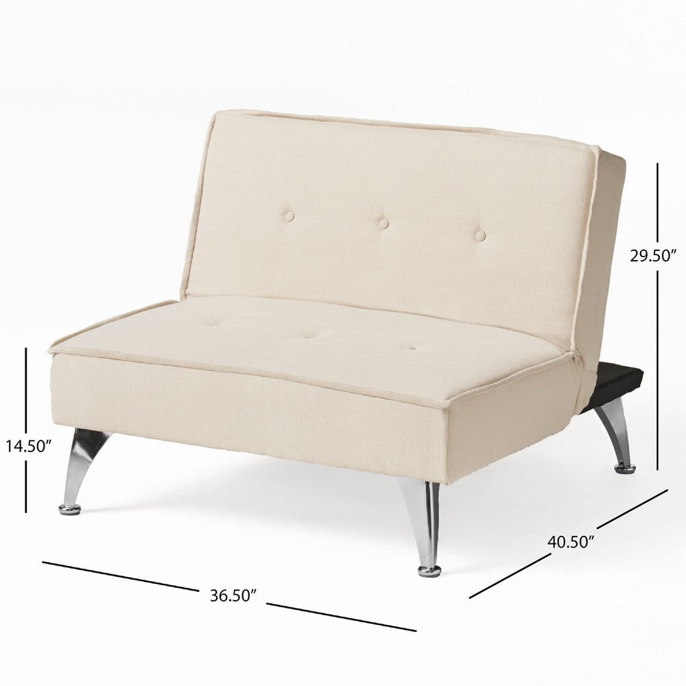 Coco Accent Ottoman Chair | Foldable Backrest | Silver Iron | Ivory BM335190