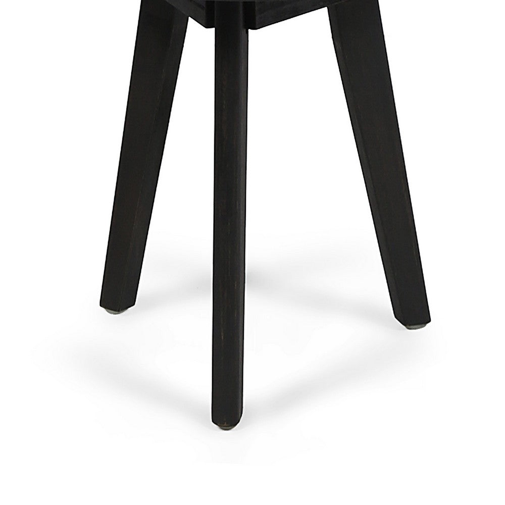Ina Outdoor Round Side Table with Tripod Base | Dark Gray Wood 16"