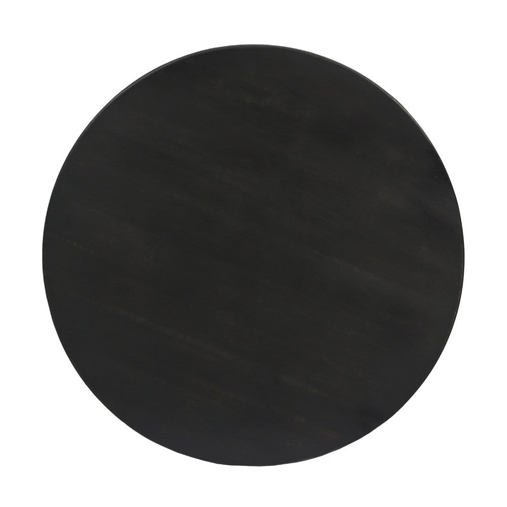 Ina Outdoor Round Side Table with Tripod Base | Dark Gray Wood 16"