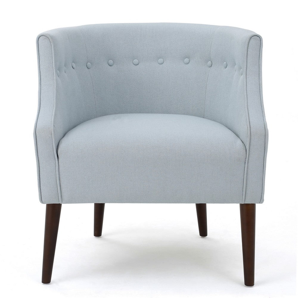 Fenny Accent Club Chair | Tapered Birch Wood Legs | Blue Button Tufted