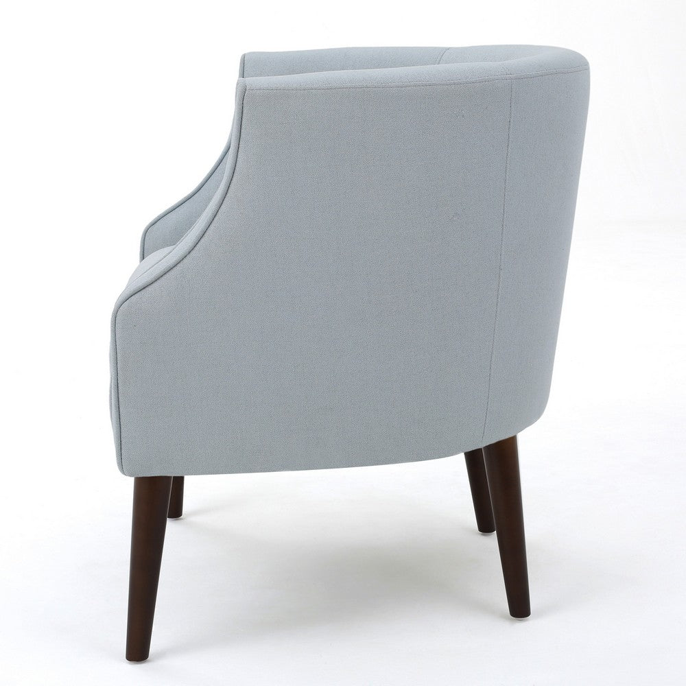Fenny Accent Club Chair | Tapered Birch Wood Legs | Blue Button Tufted