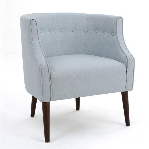 Fenny Accent Club Chair | Tapered Birch Wood Legs | Blue Button Tufted