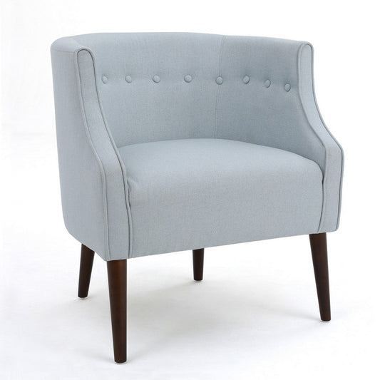 Fenny Accent Club Chair | Tapered Birch Wood Legs | Blue Button Tufted
