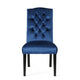 Elona Dining Chair Set of 2 | Blue Button Tufted Diamond Stitch Velvet