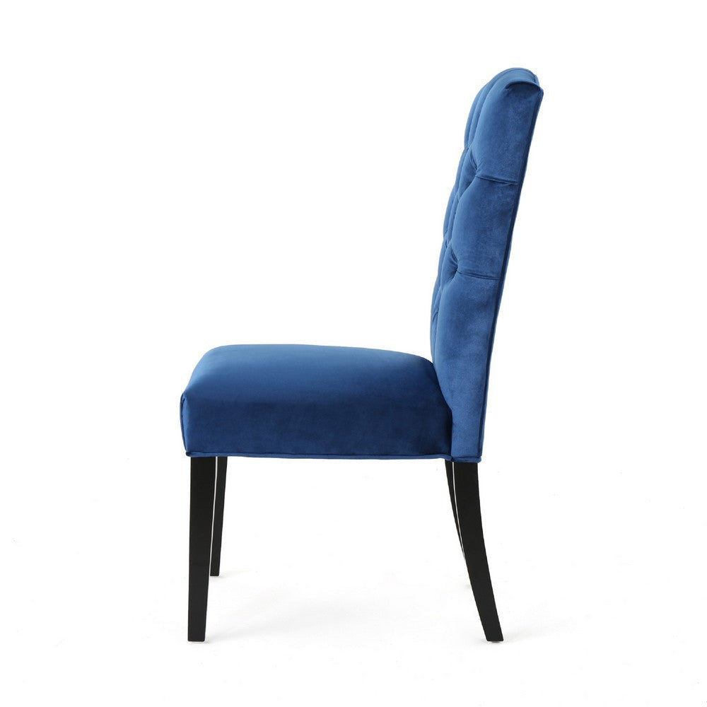 Elona Dining Chair Set of 2 | Blue Button Tufted Diamond Stitch Velvet BM335196