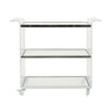 Manya Rolling Bar Cart | Tempered Glass Shelves | Clear Acrylic White BM335197