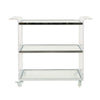 Manya Rolling Bar Cart | Tempered Glass Shelves | Clear Acrylic White