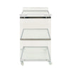 Manya Rolling Bar Cart | Tempered Glass Shelves | Clear Acrylic White BM335197