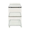 Manya Rolling Bar Cart | Tempered Glass Shelves | Clear Acrylic White