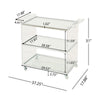 Manya Rolling Bar Cart | Tempered Glass Shelves | Clear Acrylic White