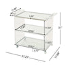 Manya Rolling Bar Cart | Tempered Glass Shelves | Clear Acrylic White BM335197