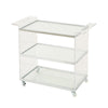Manya Rolling Bar Cart | Tempered Glass Shelves | Clear Acrylic White
