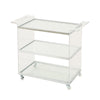 Manya Rolling Bar Cart | Tempered Glass Shelves | Clear Acrylic White