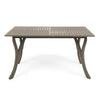 Ravie Outdoor Dining Table | 59" Rectangular Slatted Top | Gray Wood