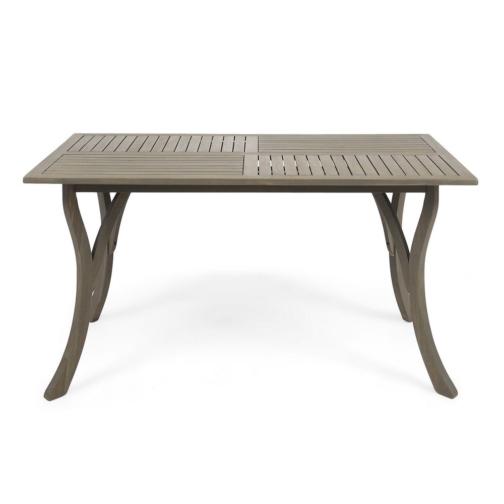 Ravie Outdoor Dining Table | 59" Rectangular Slatted Top | Gray Wood