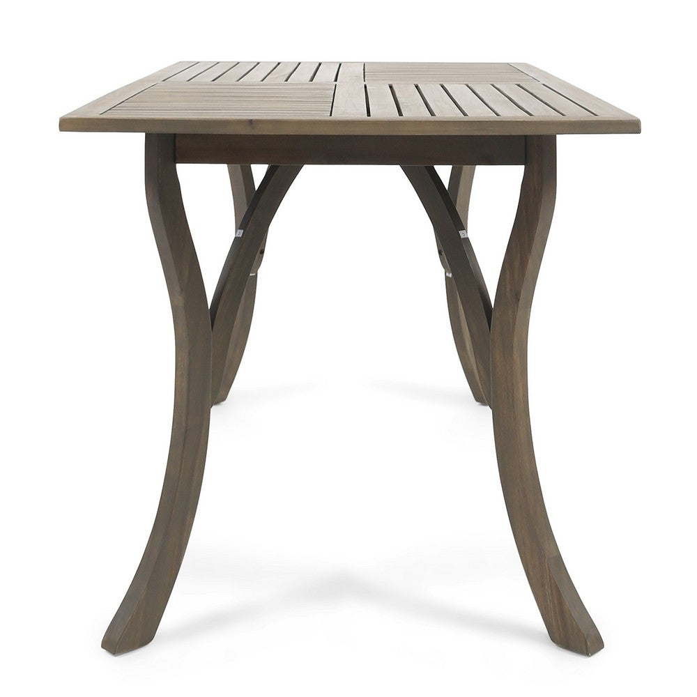 Ravie Outdoor Dining Table | 59" Rectangular Slatted Top | Gray Wood