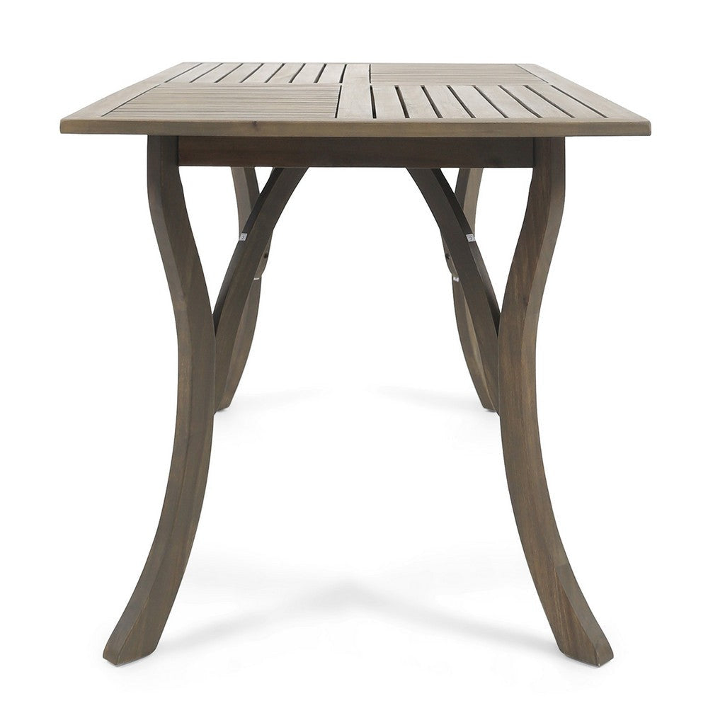 Ravie Outdoor Dining Table | 59’’ Rectangular Slatted Top | Gray Wood BM335198