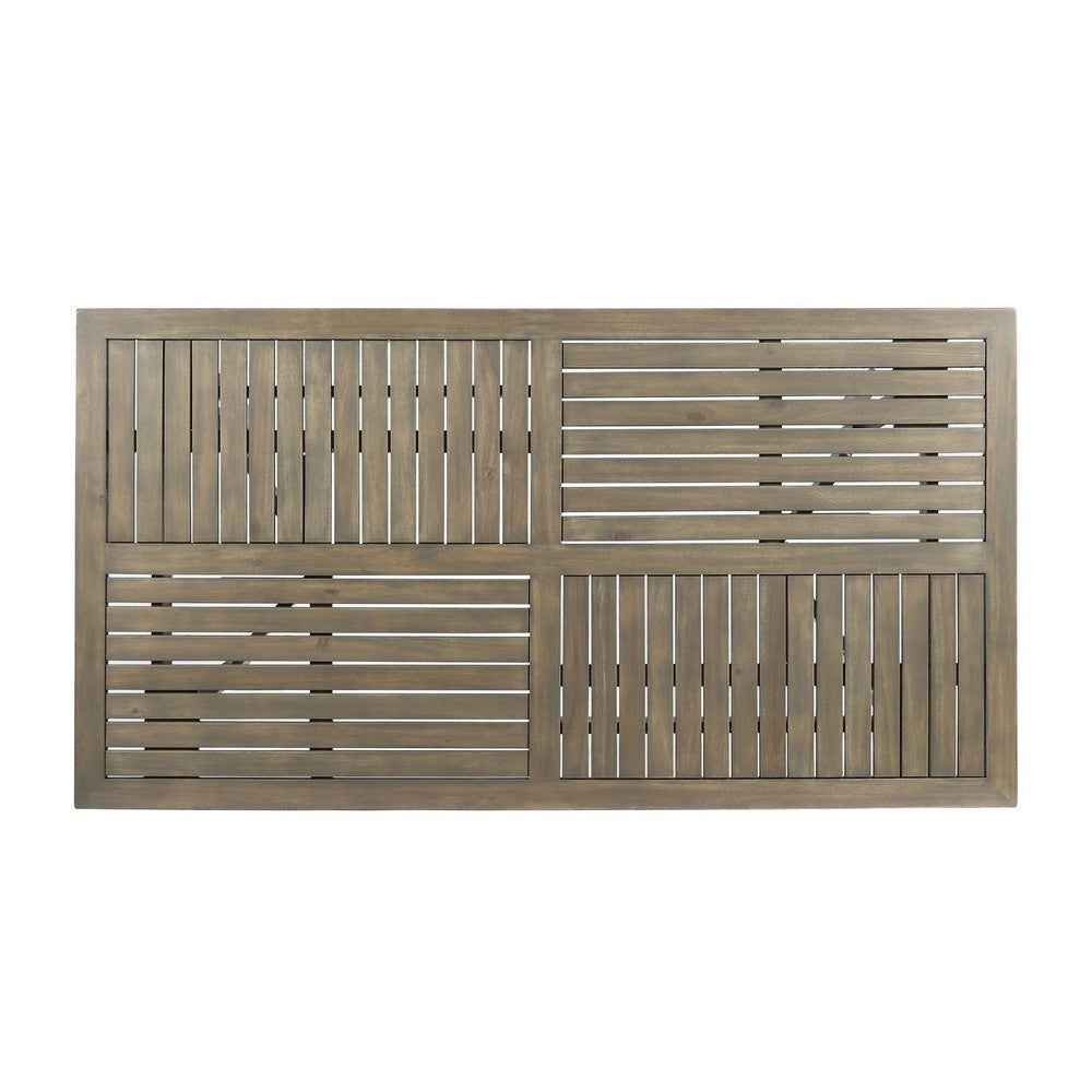 Ravie Outdoor Dining Table | 59’’ Rectangular Slatted Top | Gray Wood BM335198