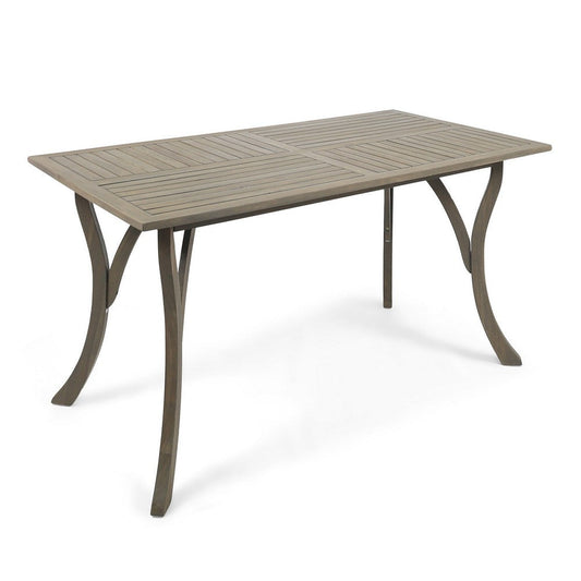 Ravie Outdoor Dining Table | 59" Rectangular Slatted Top | Gray Wood