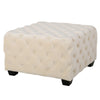 Lavie Ottoman | Tapered Legs | Ivory Diamond Stitch Velvet | 29"