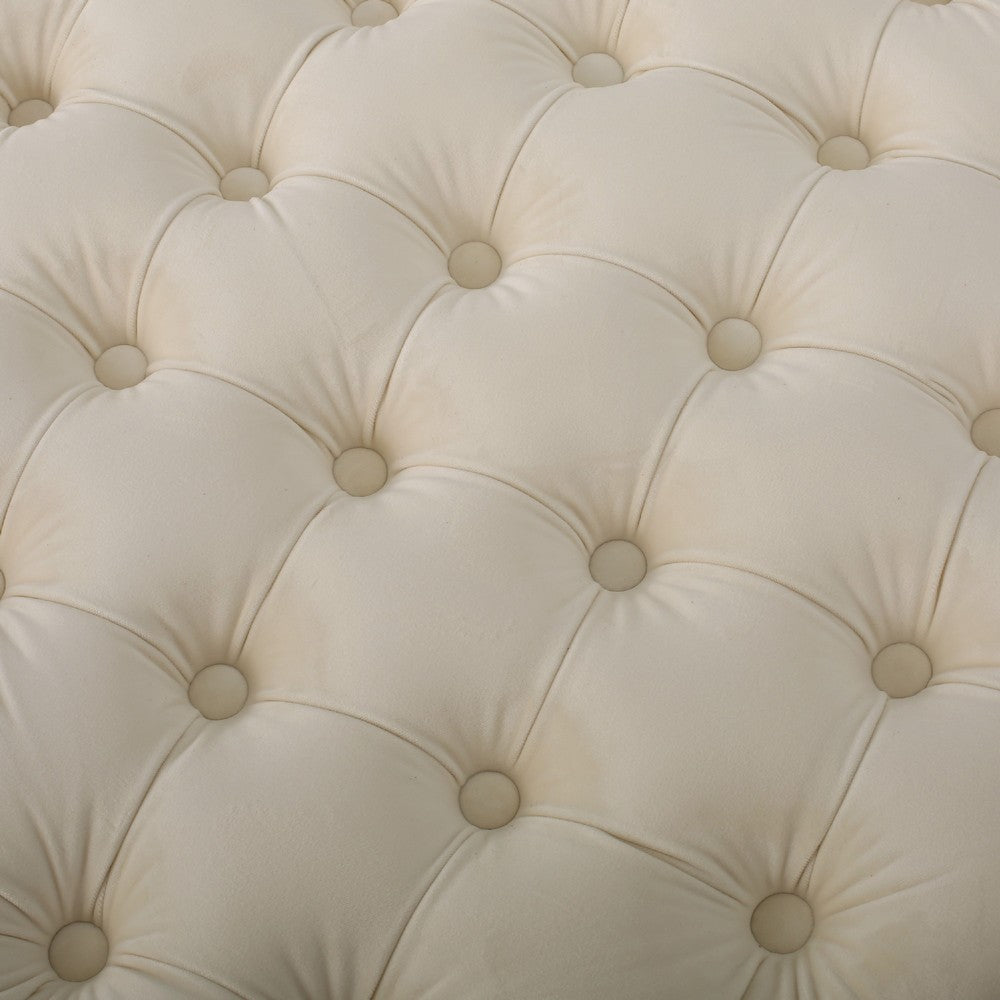 Lavie Ottoman | Tapered Legs | Ivory Diamond Stitch Velvet | 29"