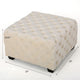Lavie Ottoman | Tapered Legs | Ivory Diamond Stitch Velvet | 29"