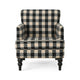 Lit Club Accent Chair with Turned Wood Legs | Black and Cream Plaid BM335200