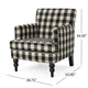 Lit Club Accent Chair with Turned Wood Legs | Black and Cream Plaid BM335200