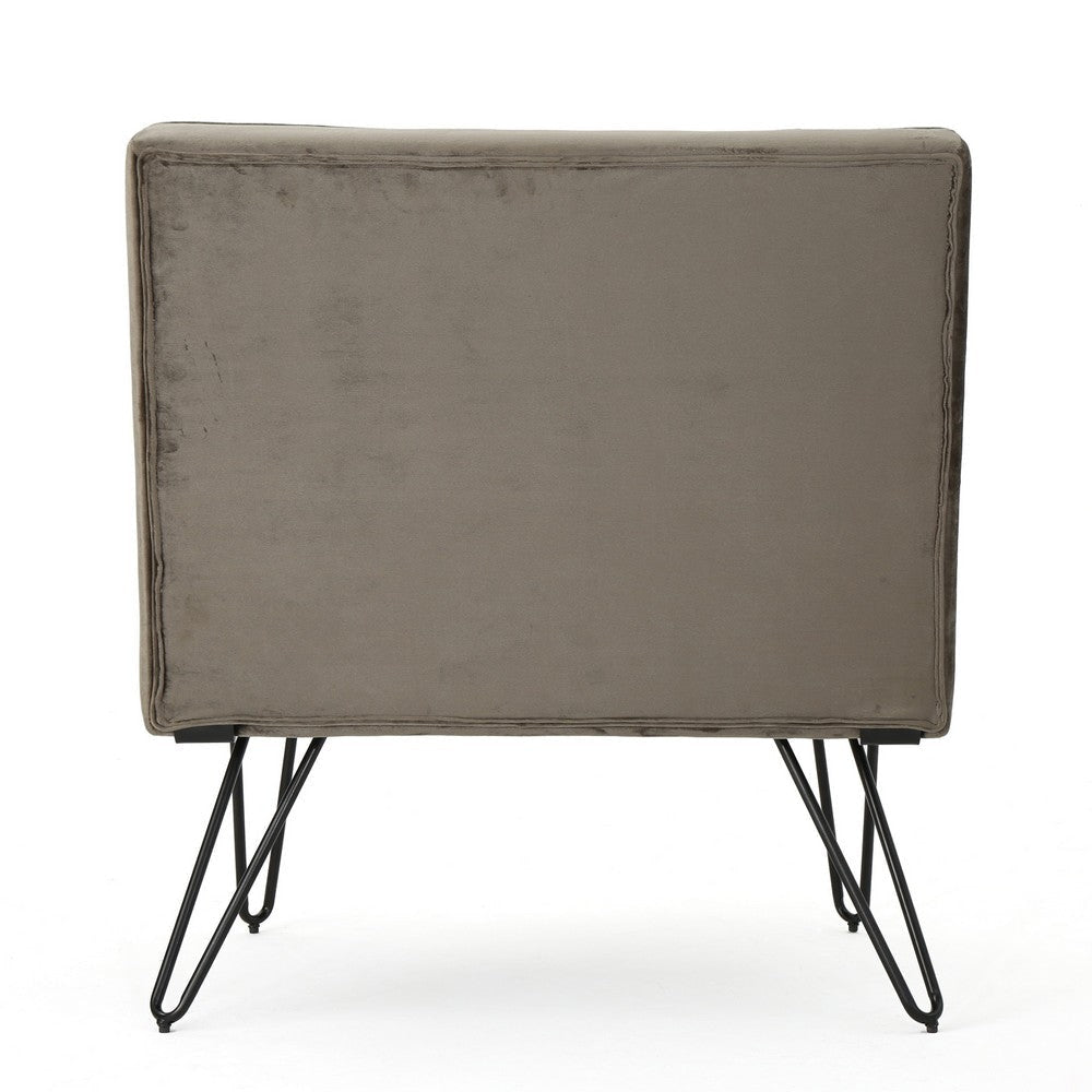 Ashley Armless Slipper Chair | Hairpin Legs | Gray Tufted Velvet