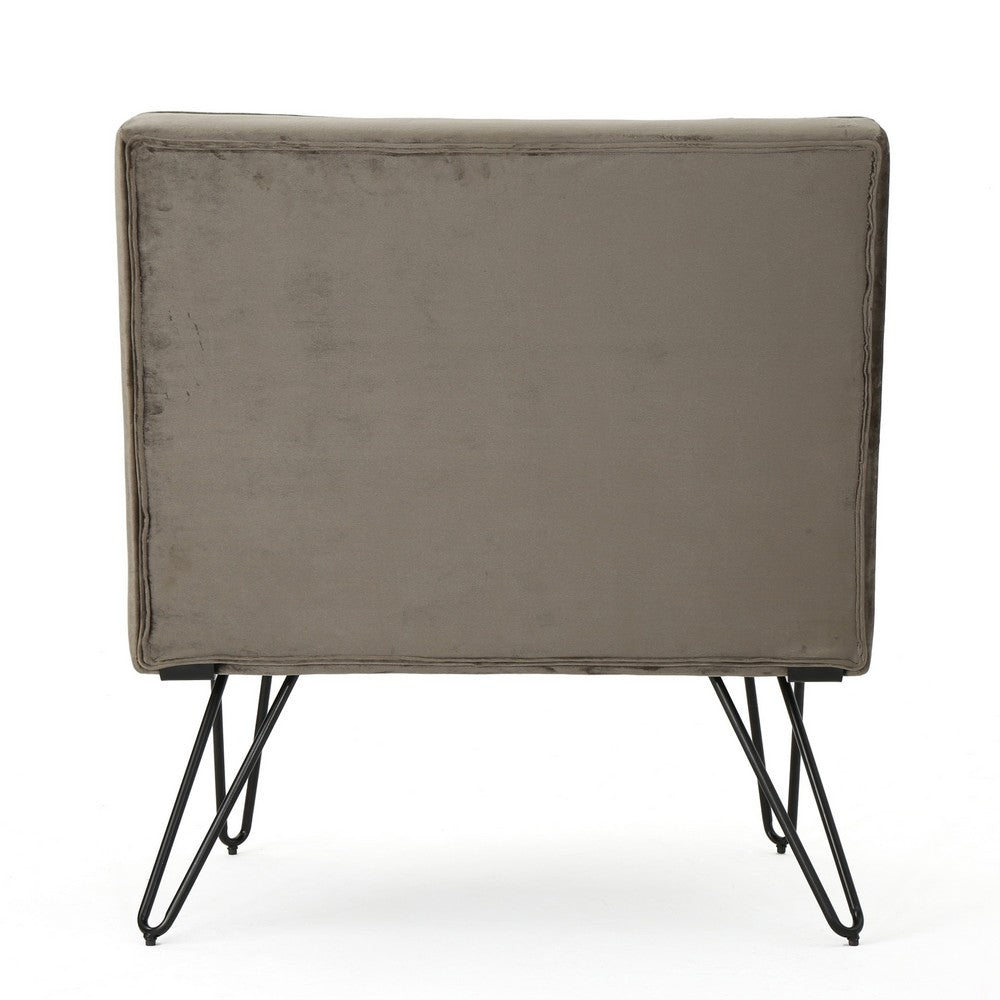 Ashley Armless Slipper Chair | Hairpin Legs | Gray Tufted Velvet