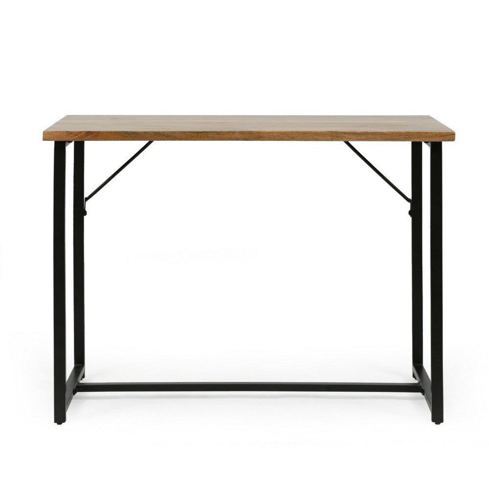 Kandy Console Table with Stainless Steel Frame | Brown Wood 42’’ BM335203