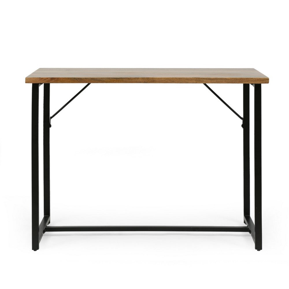 Kandy Console Table with Stainless Steel Frame | Brown Wood 42"