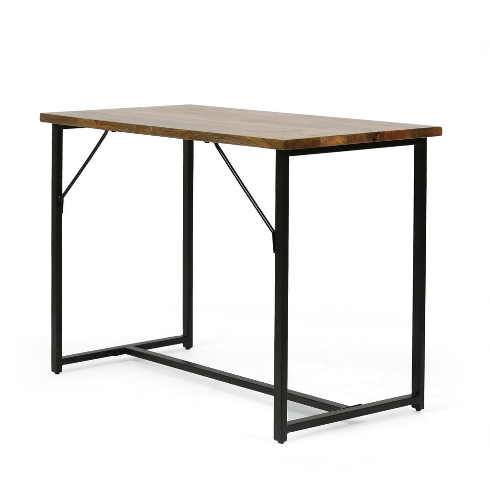 Kandy Console Table with Stainless Steel Frame | Brown Wood 42"