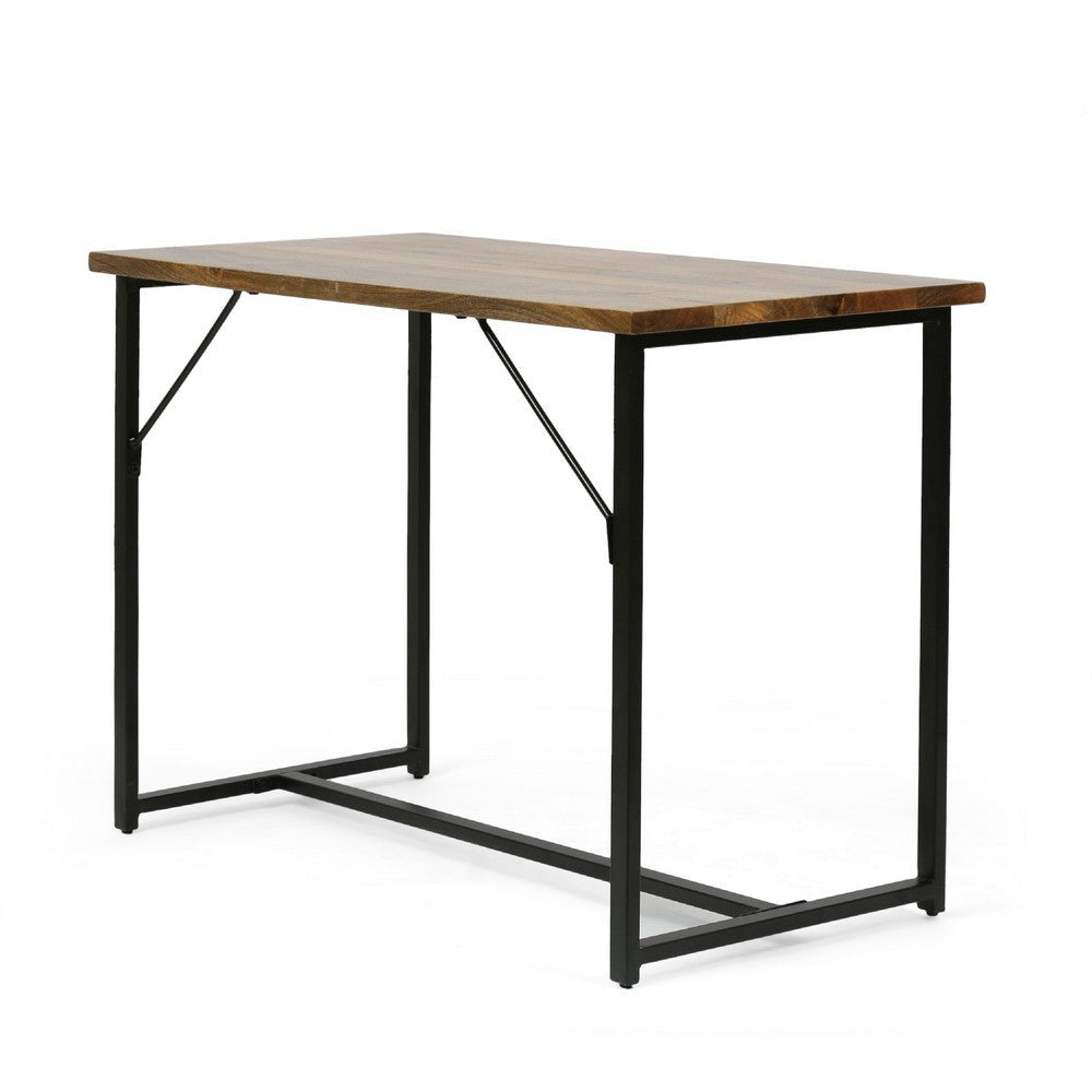 Kandy Console Table with Stainless Steel Frame | Brown Wood 42’’ BM335203