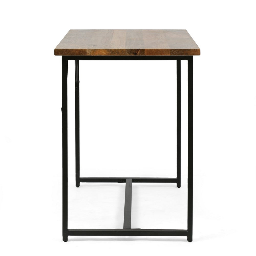Kandy Console Table with Stainless Steel Frame | Brown Wood 42"