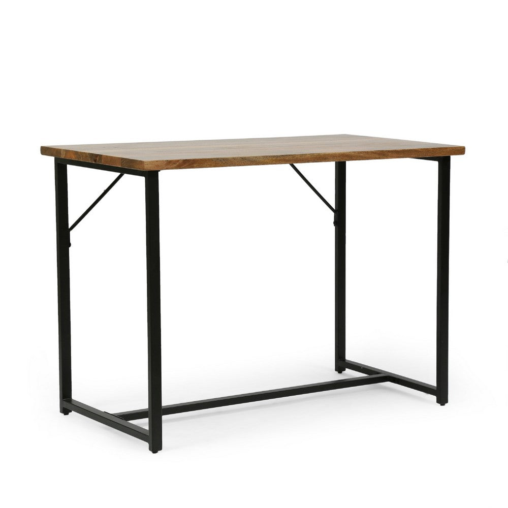 Kandy Console Table with Stainless Steel Frame | Brown Wood 42"
