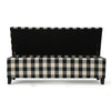Flash Ottoman Bench with Built In Storage | Black, Cream Plaid | 51"