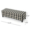 Flash Ottoman Bench with Built In Storage | Black, Cream Plaid | 51"